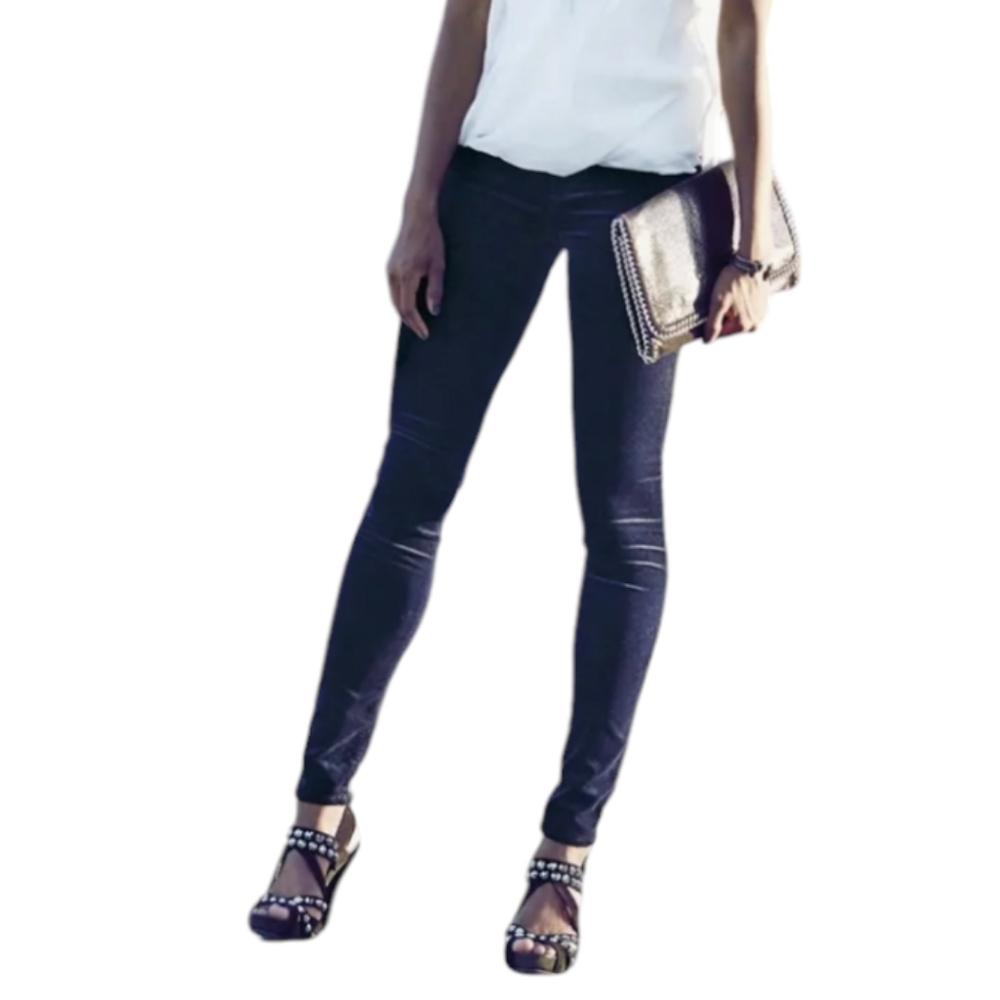 Ag Adriano Goldschmied Black Velvet Stretch Super Skinny Leggings Cropped Pants
